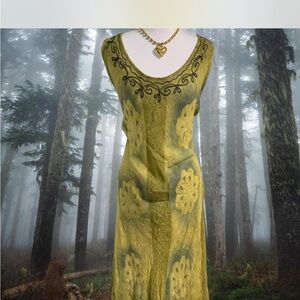 Advance Apparels Olive Floral Maxi Dress